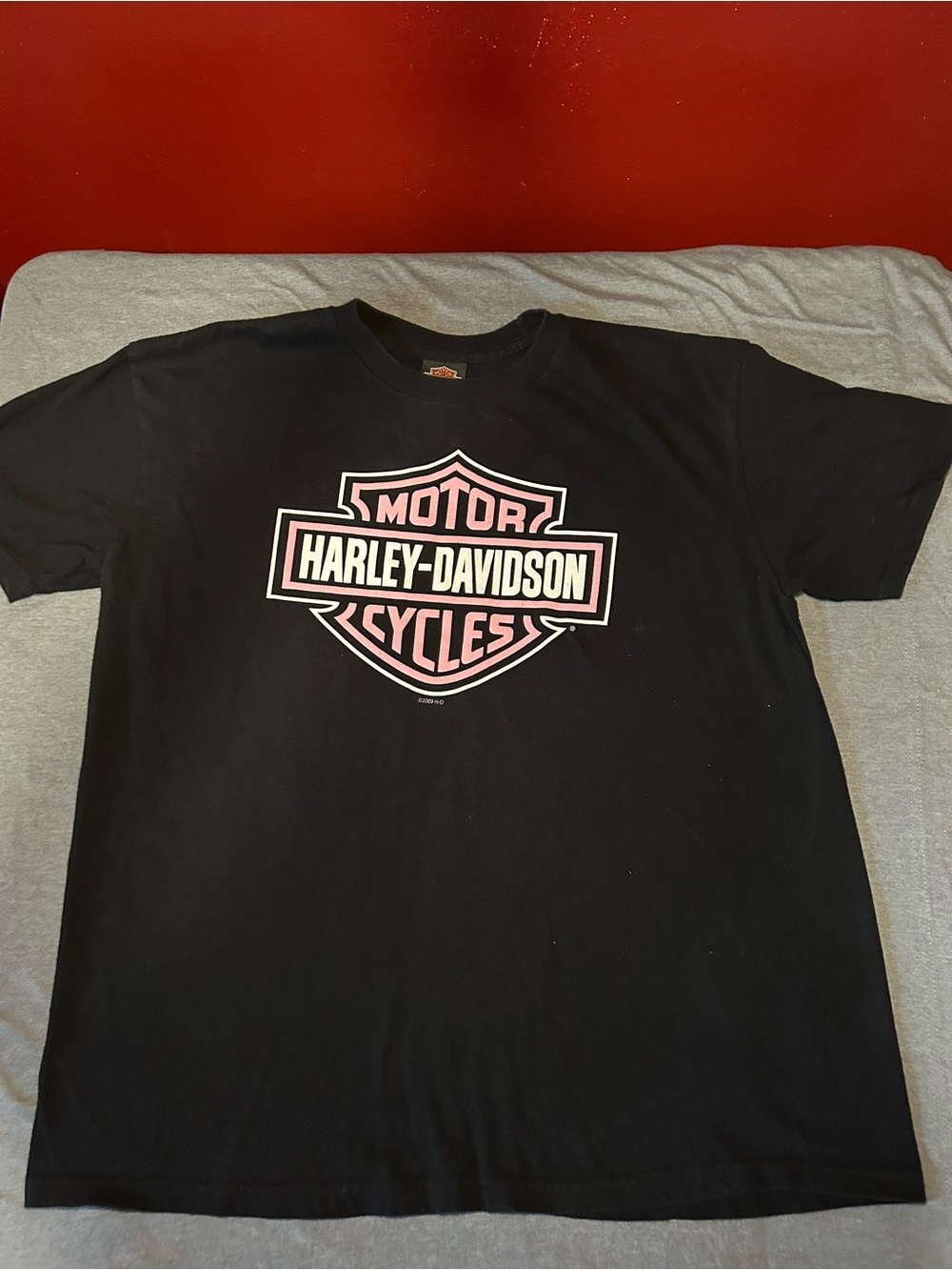 Harley-Davidson Black Tee with Pink Logo Shield